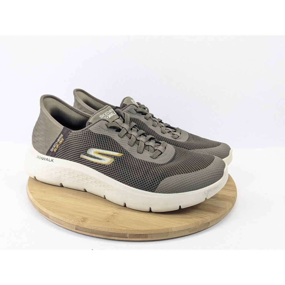 Skechers Slip-Ins Go Walk Flex Hands Free Mens 12 Wide Brown Memory Sneakers